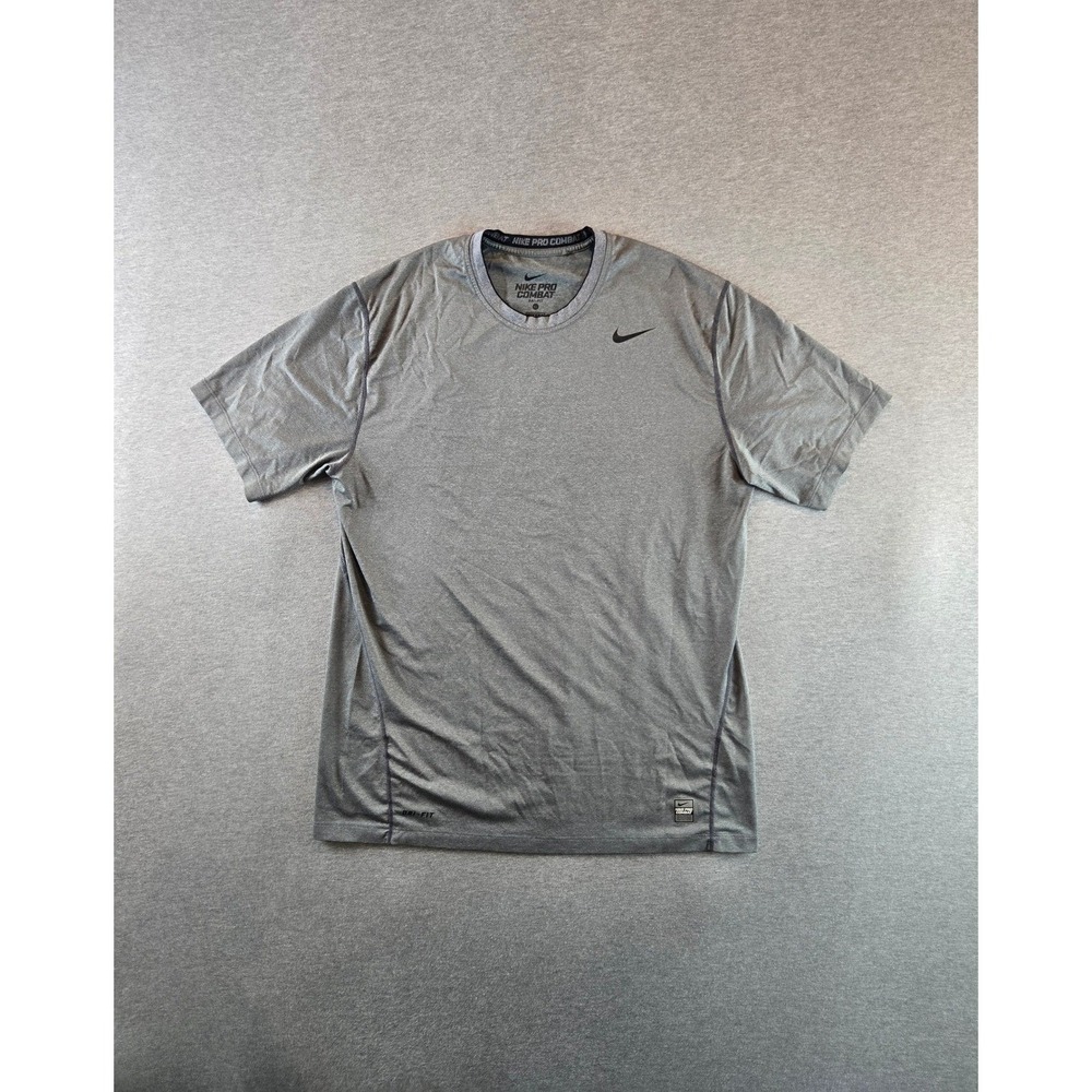 Nike Pro Combat Shirt Men's XL Gray Dri-Fit Compression Short Sleeve FITTED